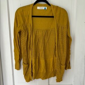 J. Jill Yellow Cardigan Sweater Lightweight Knit